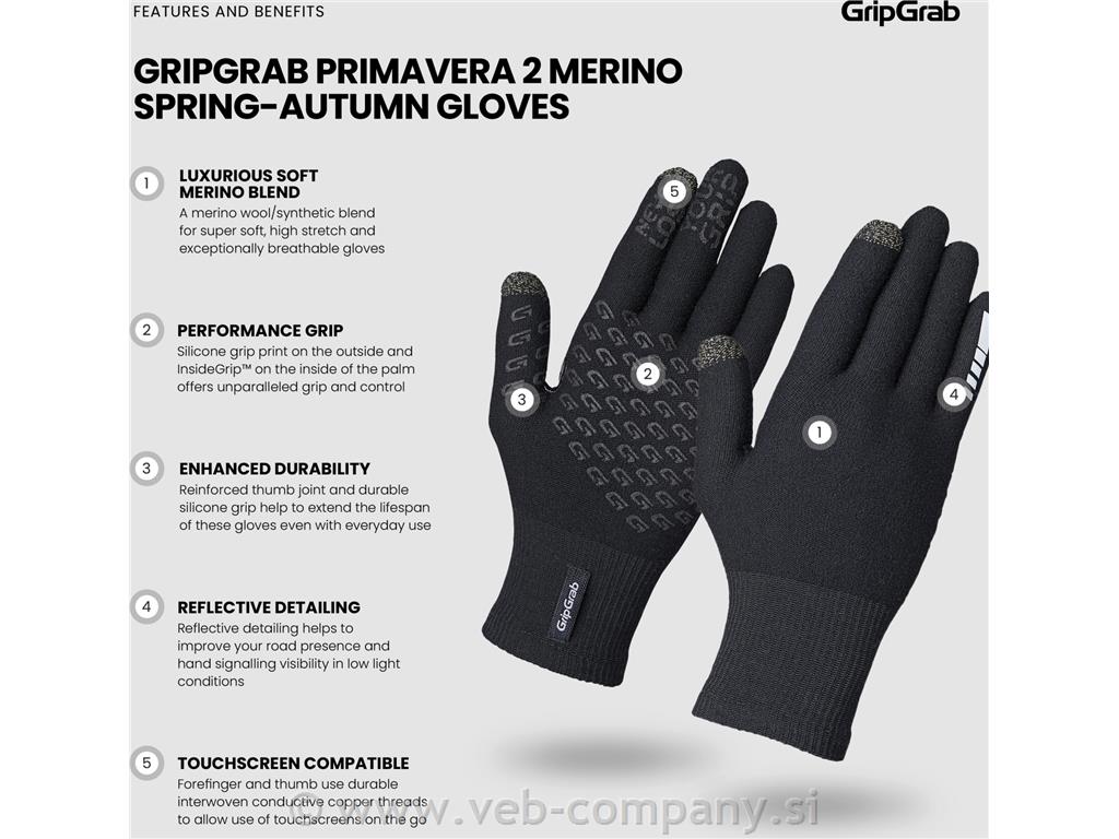 GRIPGRAB Rokavice Primavera 2 Merino